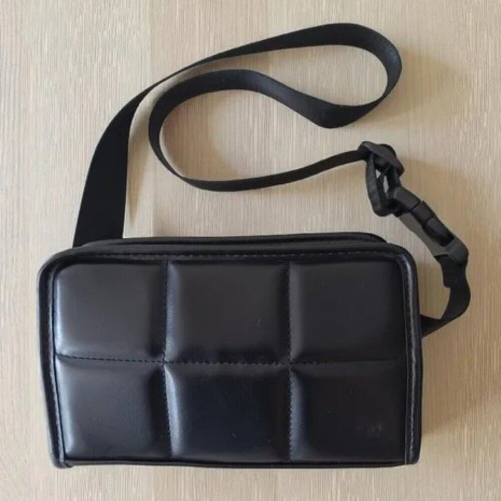 Amanda Uprichard Quilted Black Belt Bag Vegan Leather EUC